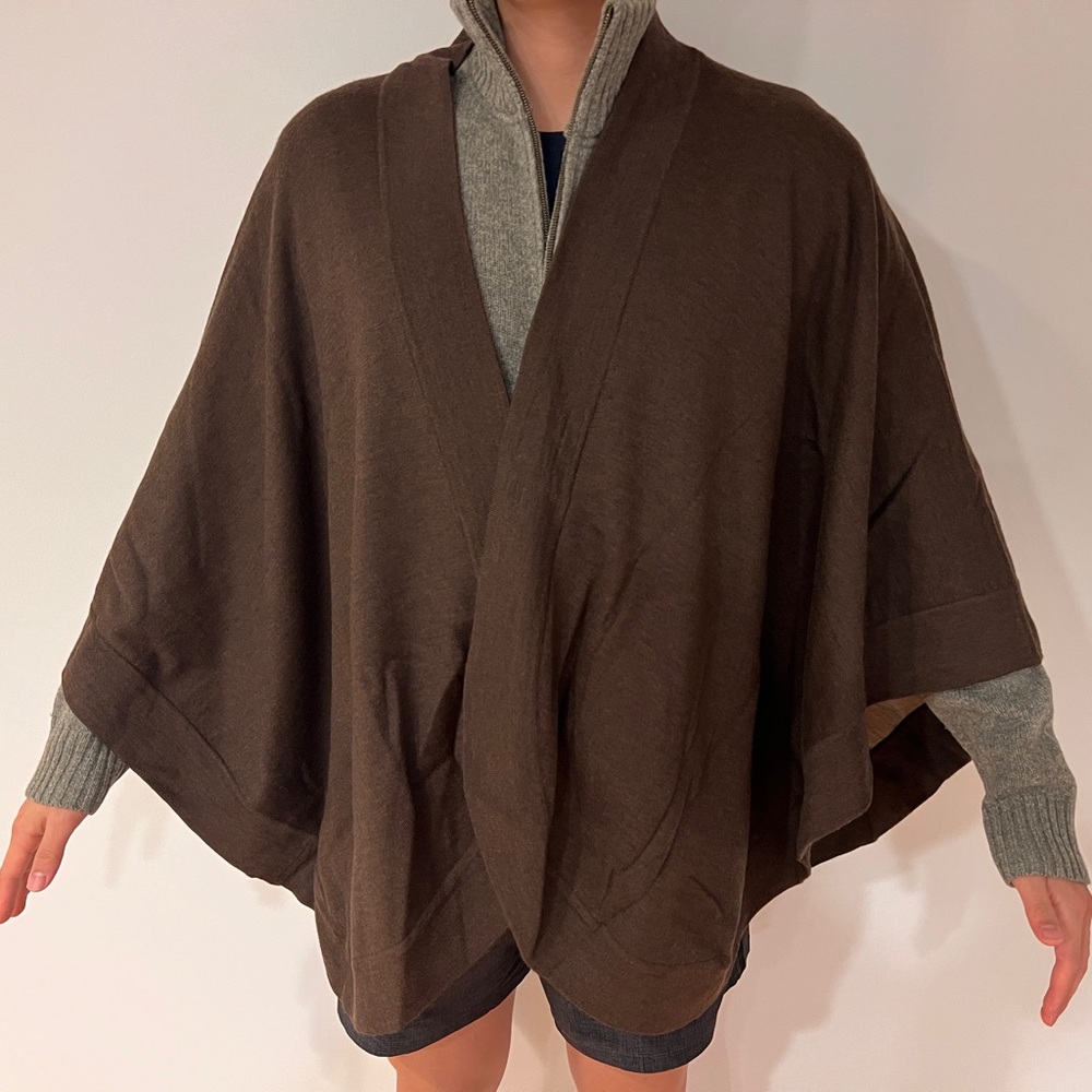 Lord & Taylor merino wool Brown cape cardigan one size